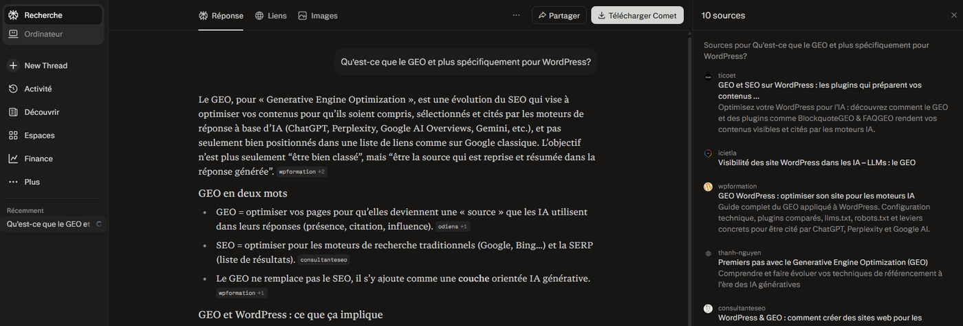 Schéma illustrant comment être cité par les moteurs de recherche IA grâce au GEO WordPress