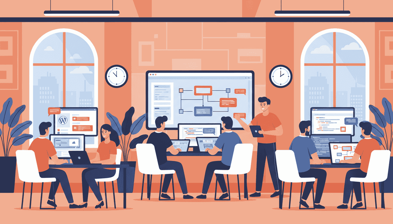 Étudiants en cours WordPress avec l'IA