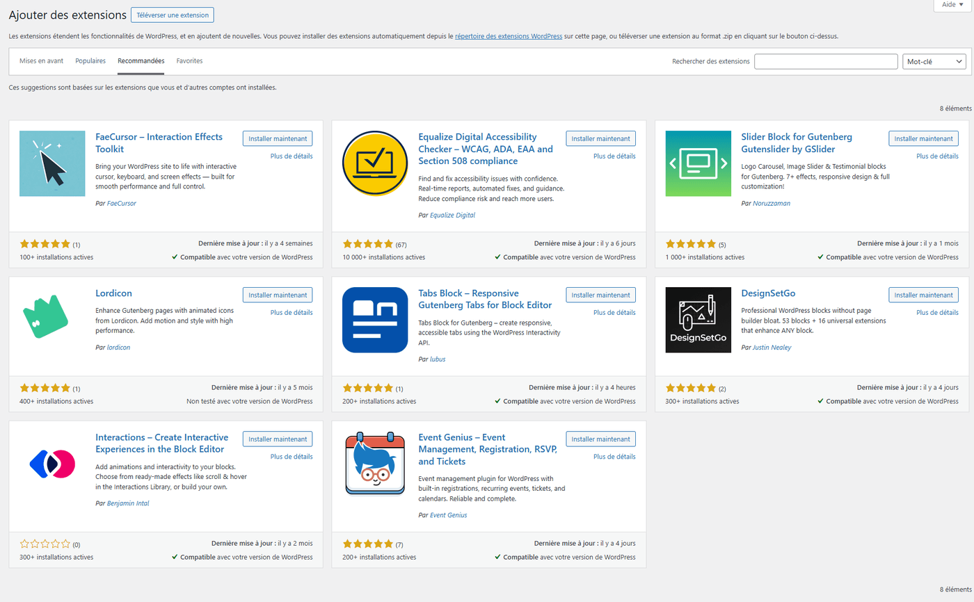 Illustration de l'onglet Featured Plugins sur le répertoire WordPress.org avec les pépites mises en avant
