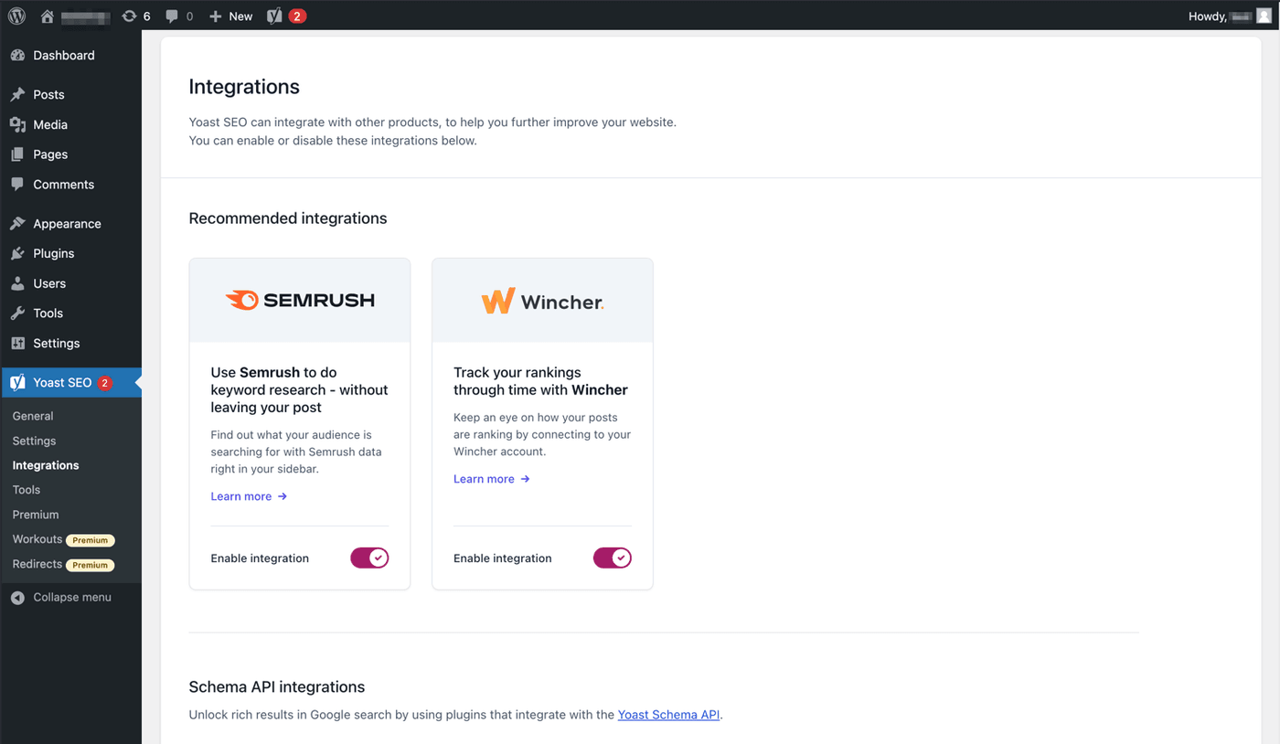 Tableau de bord Yoast SEO avec aperçu des problèmes SEO du site