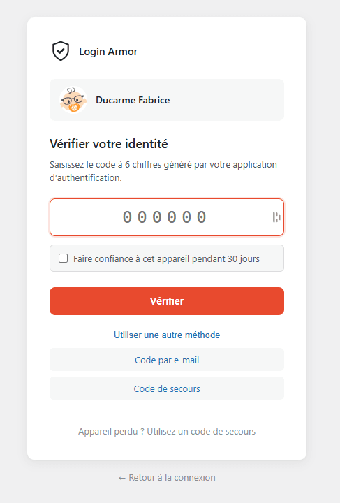 Login Armor inclut un module 2FA natif,