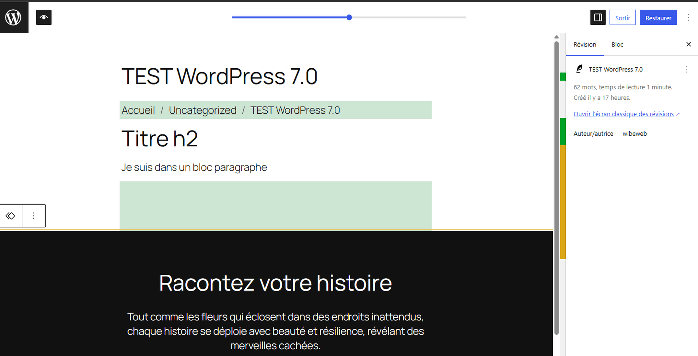 Visual Revisions WordPress 7 : comparer les changements visuellement