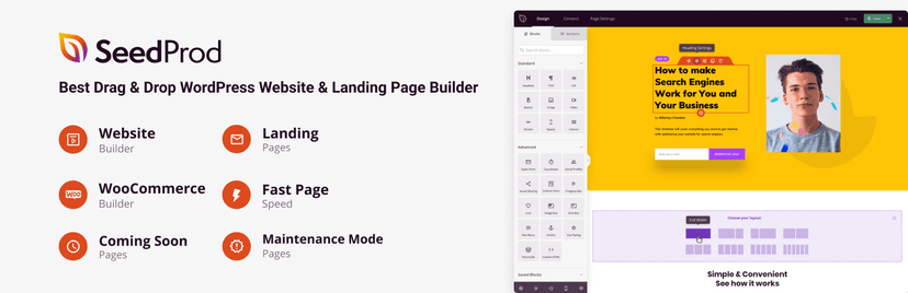 Bannière du plugin SeedProd, constructeur de pages coming soon et maintenance
