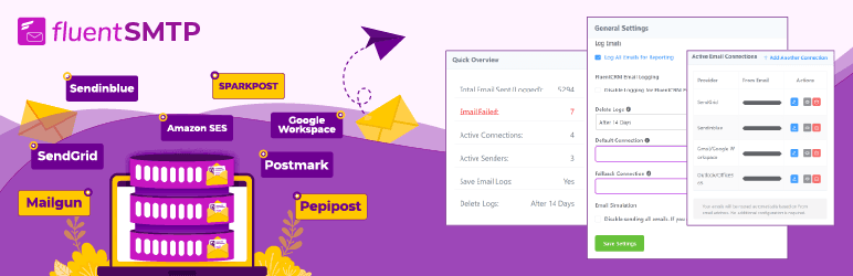 FluentSMTP - plugin SMTP WordPress 100% gratuit avec logs et failover