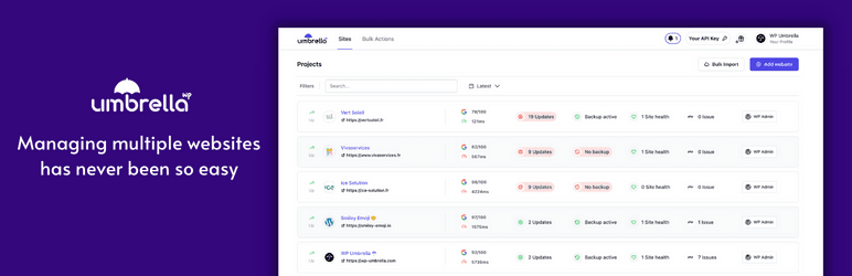 WP Umbrella - extension de monitoring, sauvegardes et rapports de maintenance WordPress