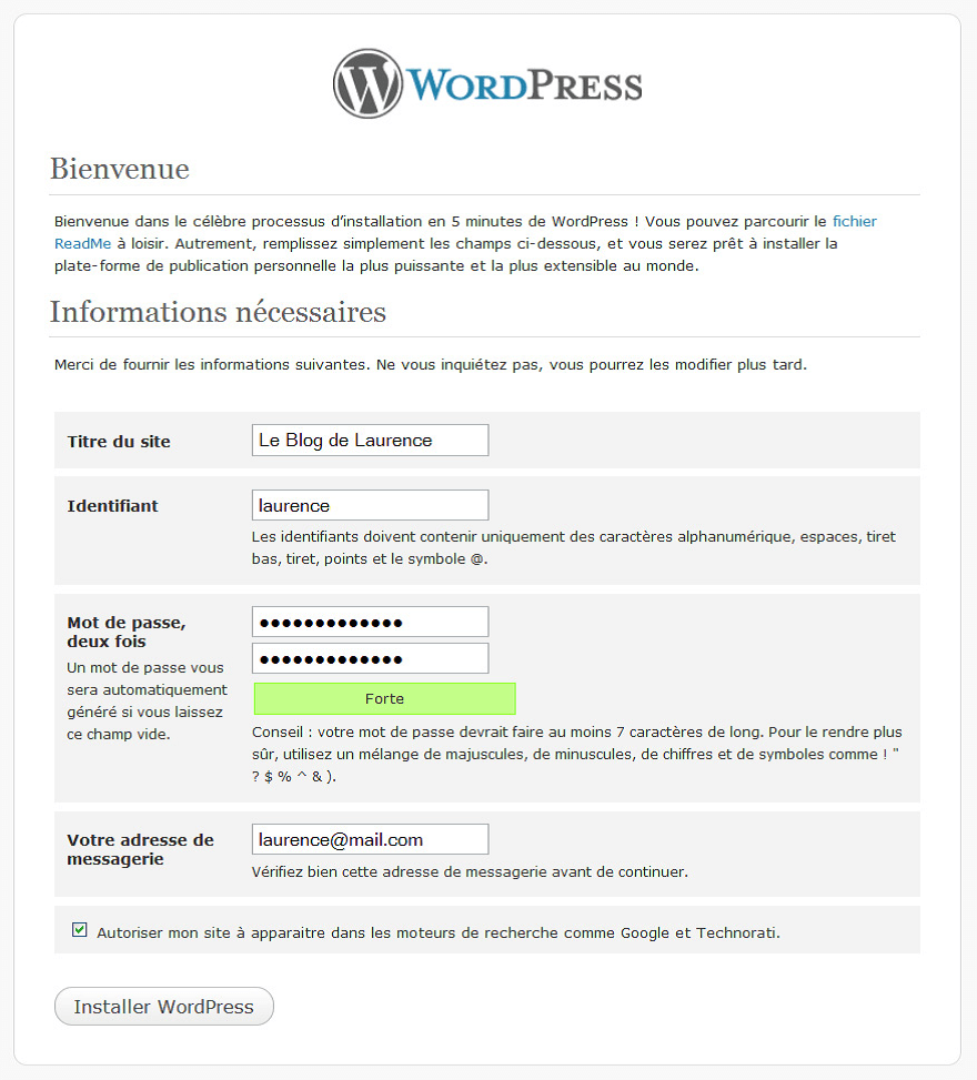 comment installer wordpress