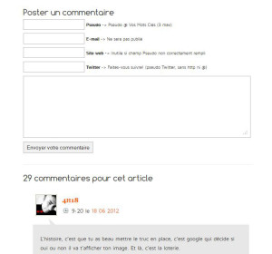 Formulaire commentaires en haut 