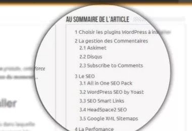 imageune TOC wordpress | Table des Matières & Sommaire WordPress