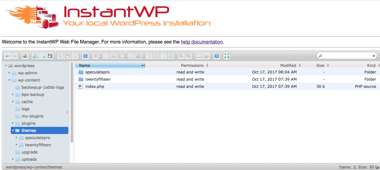 Instantwp Web File Manager