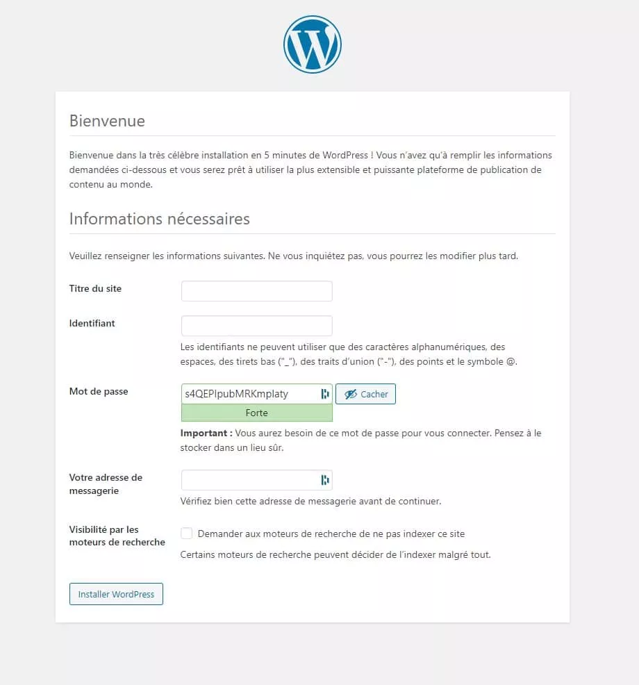 Installation WordPress 4