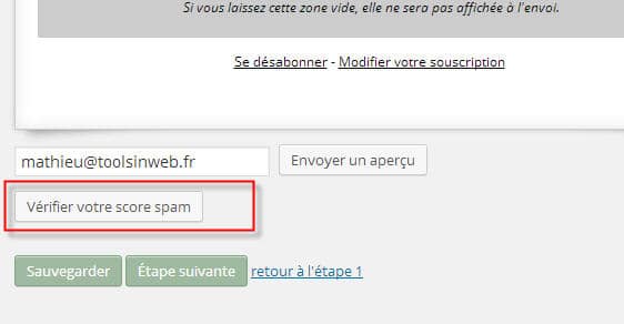 score spam sur mailpoet