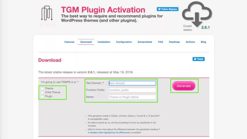 Télécharger le TGM Plugin Activation
