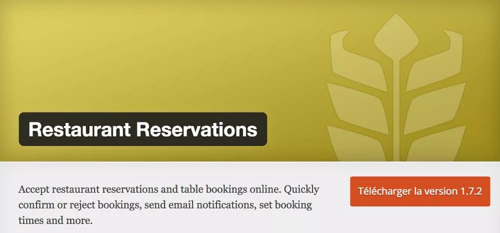 Restaurant Reservation - Plugin pour site web restaurant