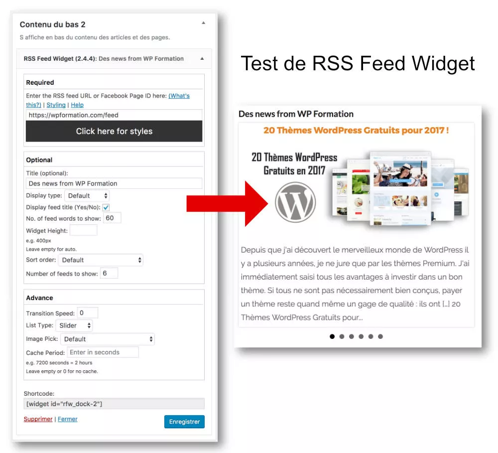 RSS feed widget - rendu