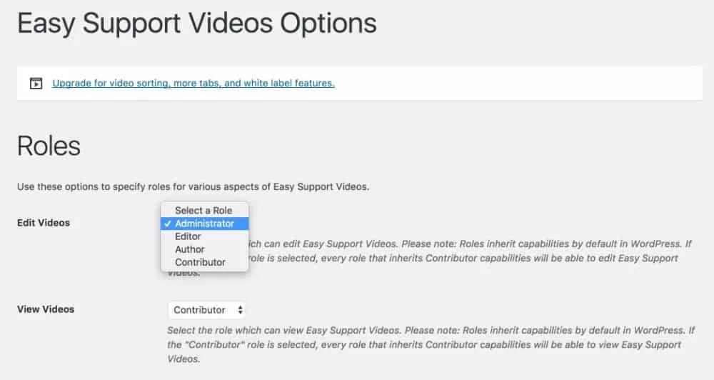 Settings - Easy supports videos