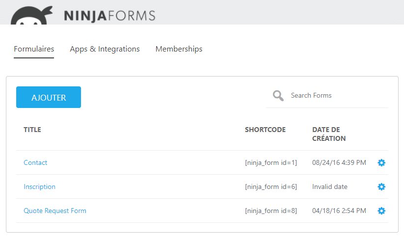 dashboard ninjaforms | Ninja Forms, une extension de formulaire complète ?