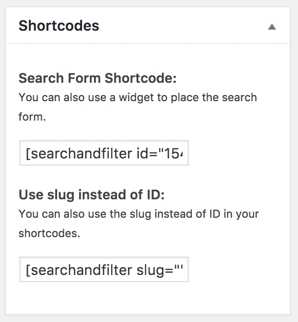 search & filter shortcode