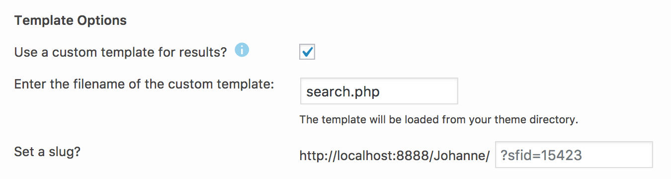 search & filter template php