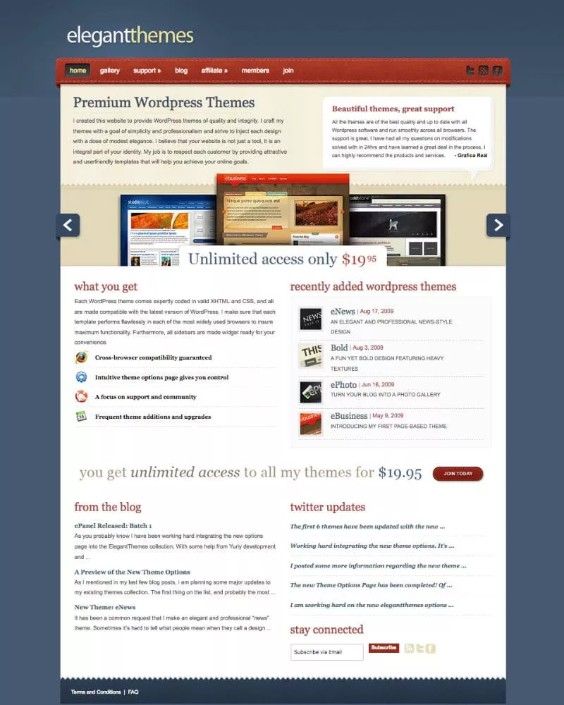 La version du site ET à la fin 2009