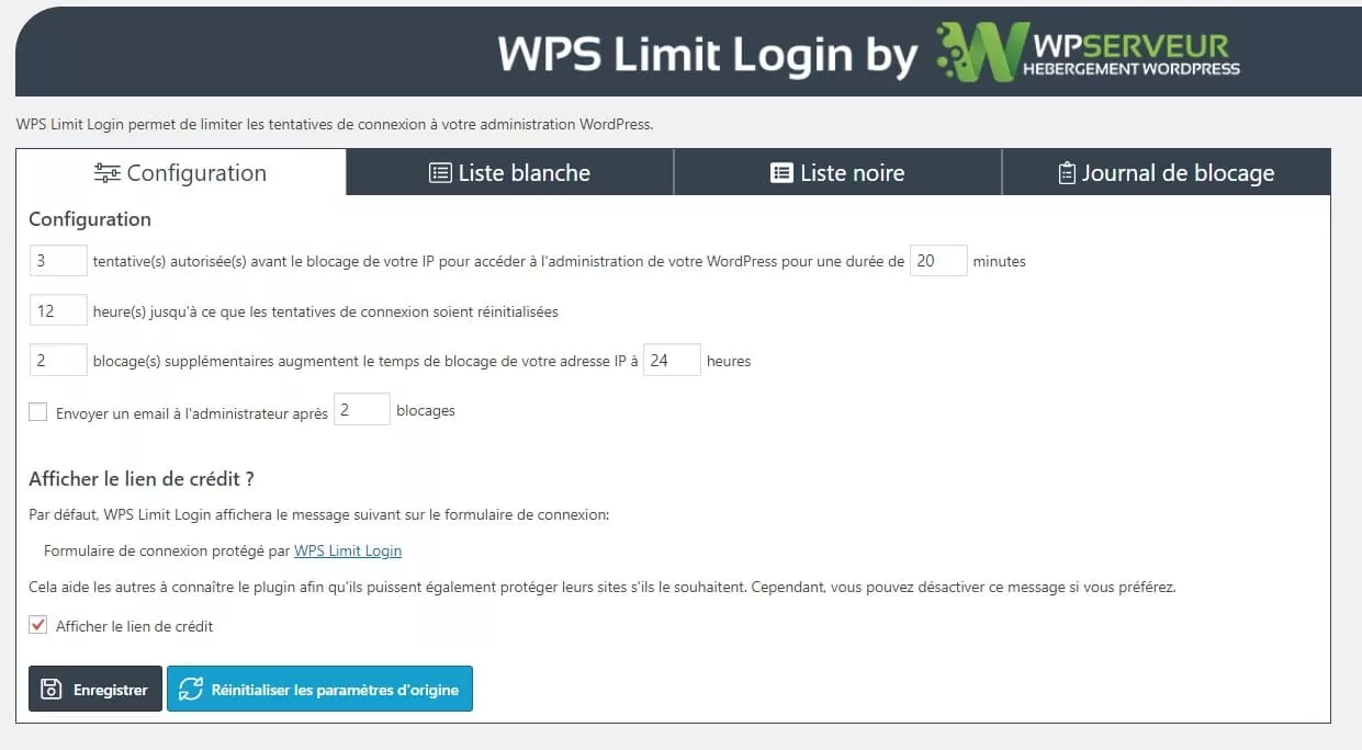 WPS Limit Login configuration