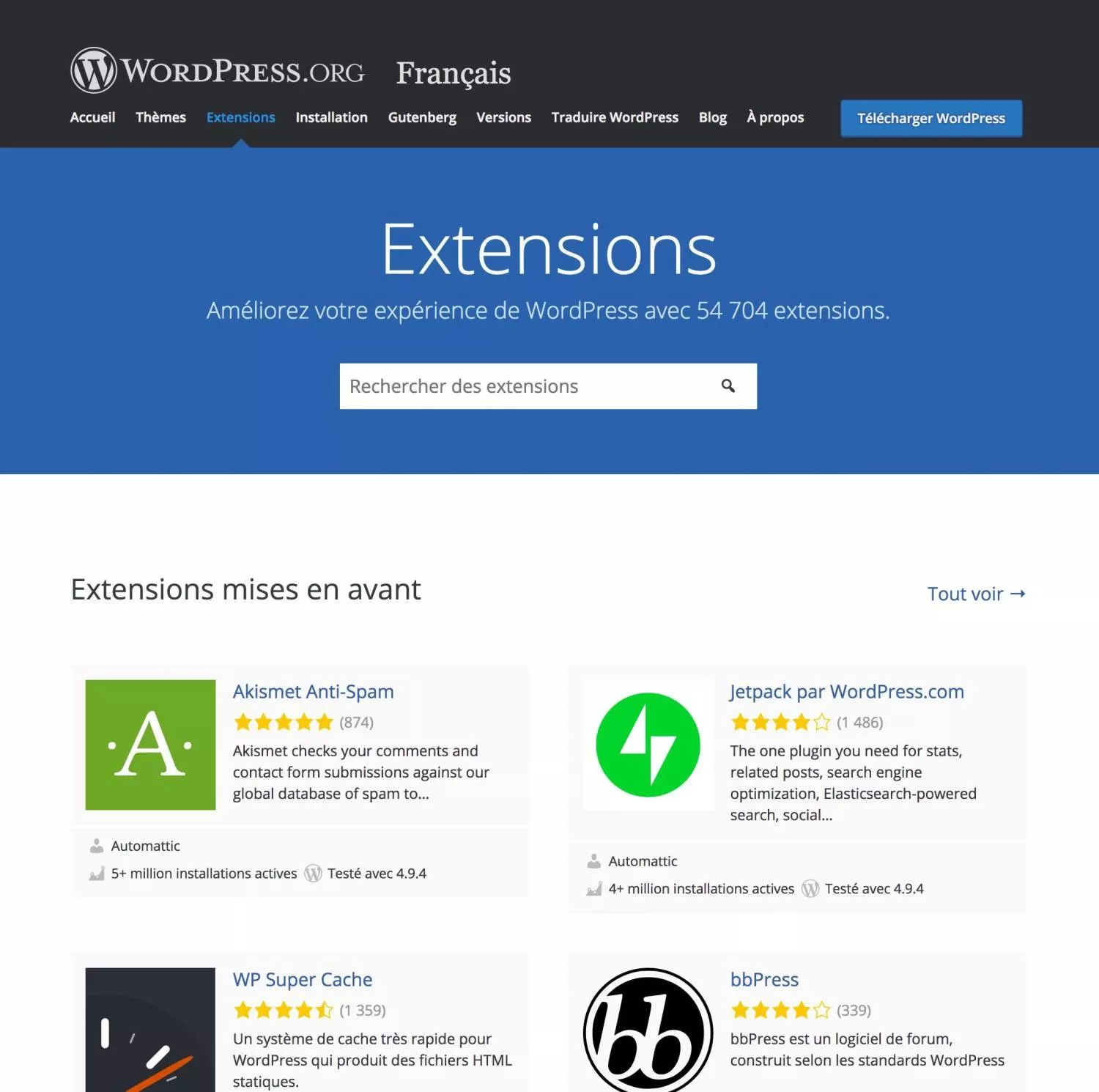 Wix vs WordPress - extensions WP