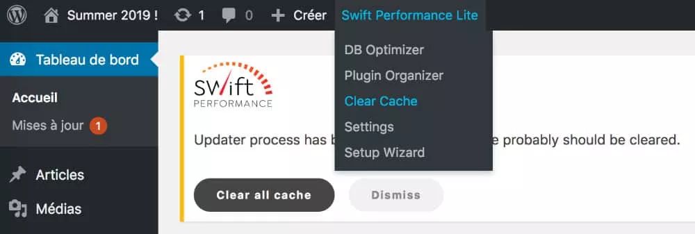 Swift Performance : purger le cache