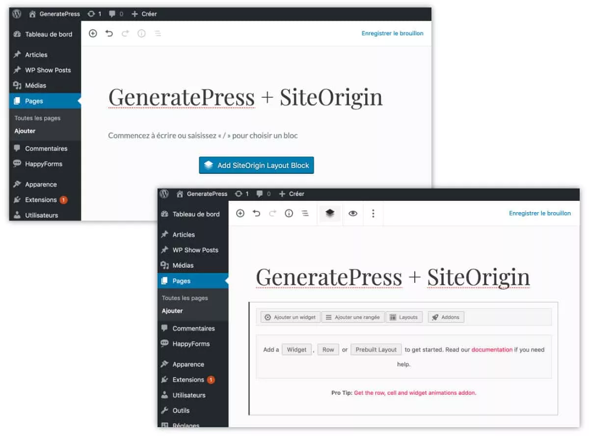 GeneratePress + SiteOrigin