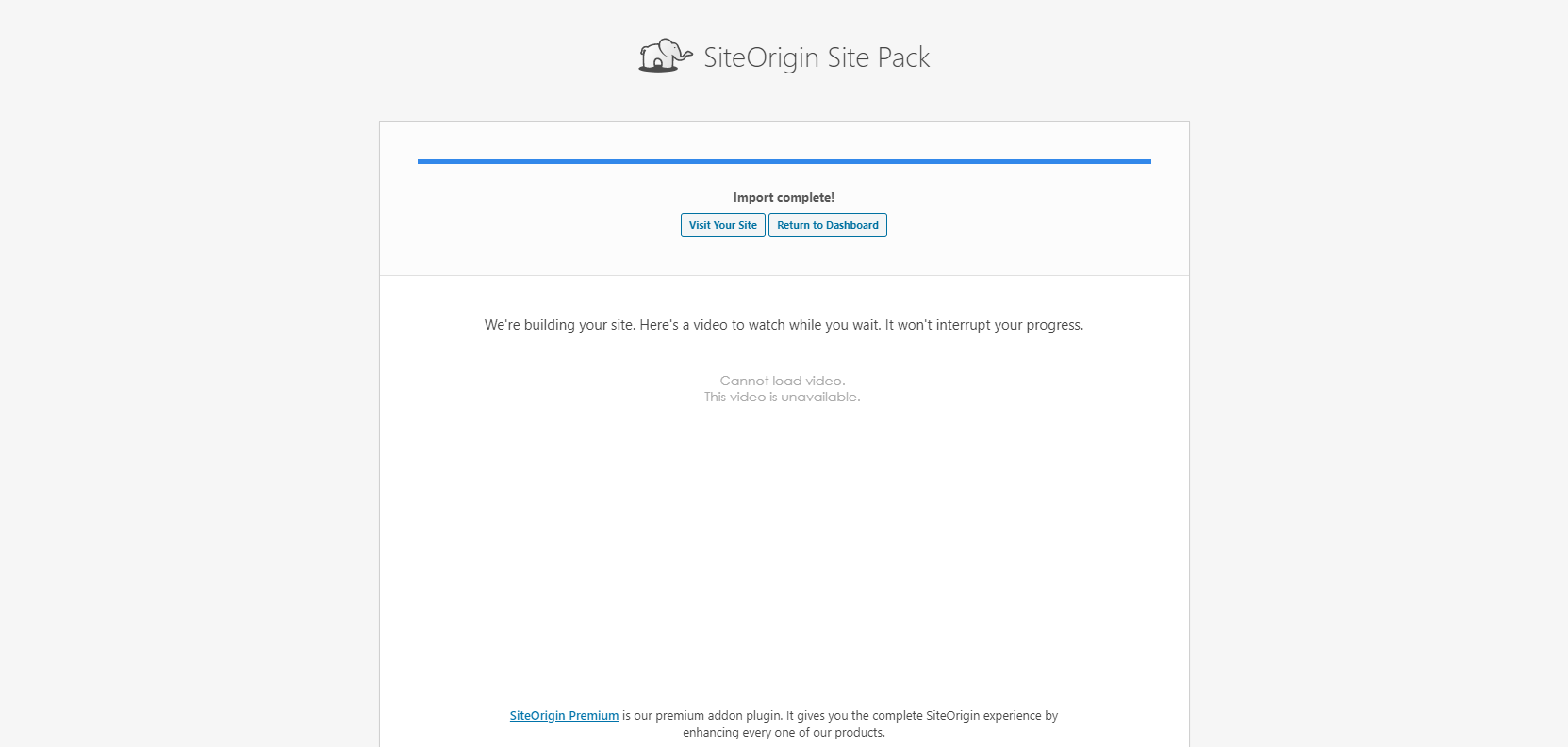 !installation du site One Page de SiteOrigin réussi - créer site internet one page seul