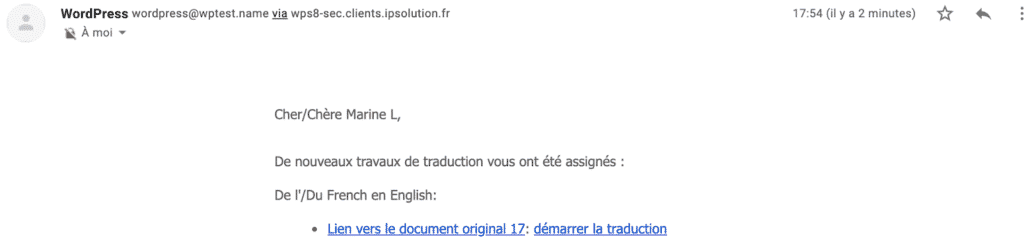 email pour le traducteur