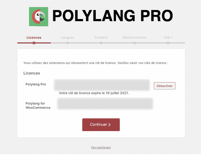 clé de licence polylang