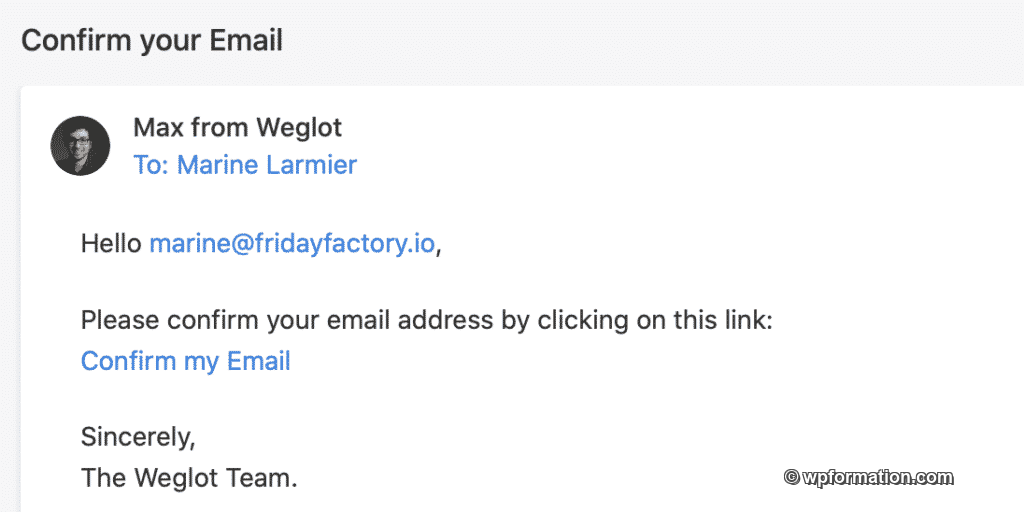 Tutoriel Weglot WPFormation prix par an email de confirmation