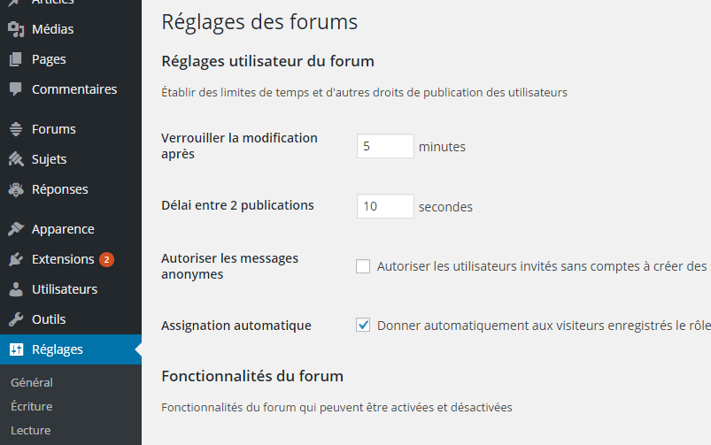 Reglage Bbpress Plugin WordPress Pour Forum