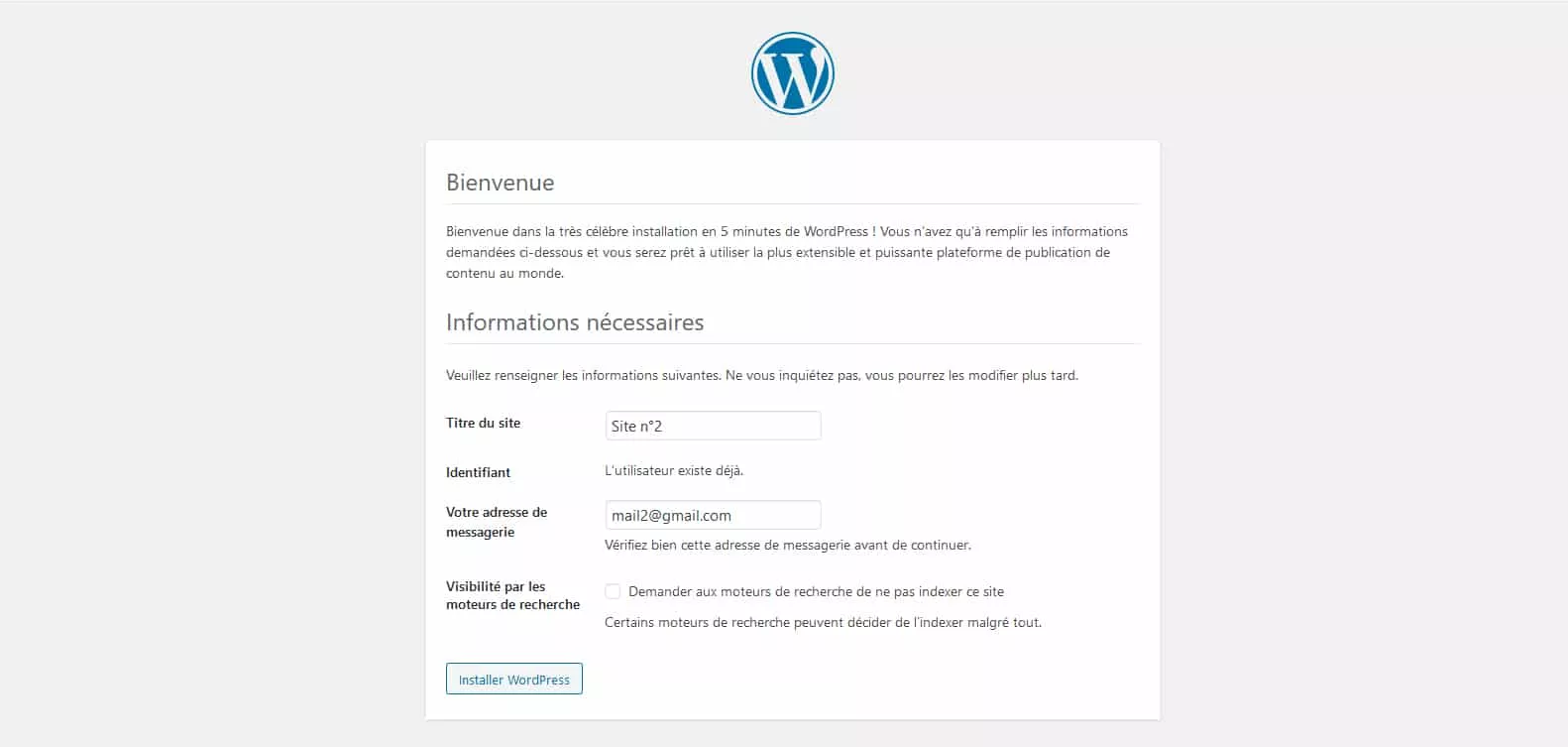 Le partage utilisateurs modifie l'installation WordPress
