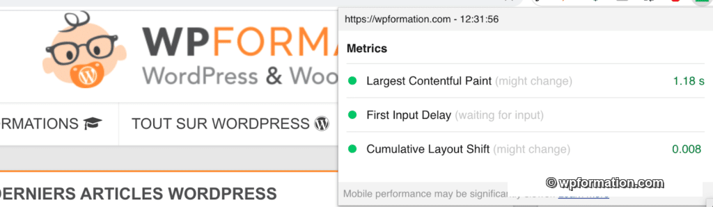 chrome extension core web vitals