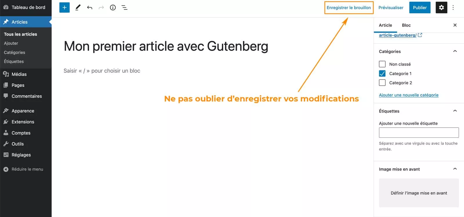 creer articles wordpress avec gutenberg 60 | Écrire des articles avec Gutenberg - Mode d'emploi