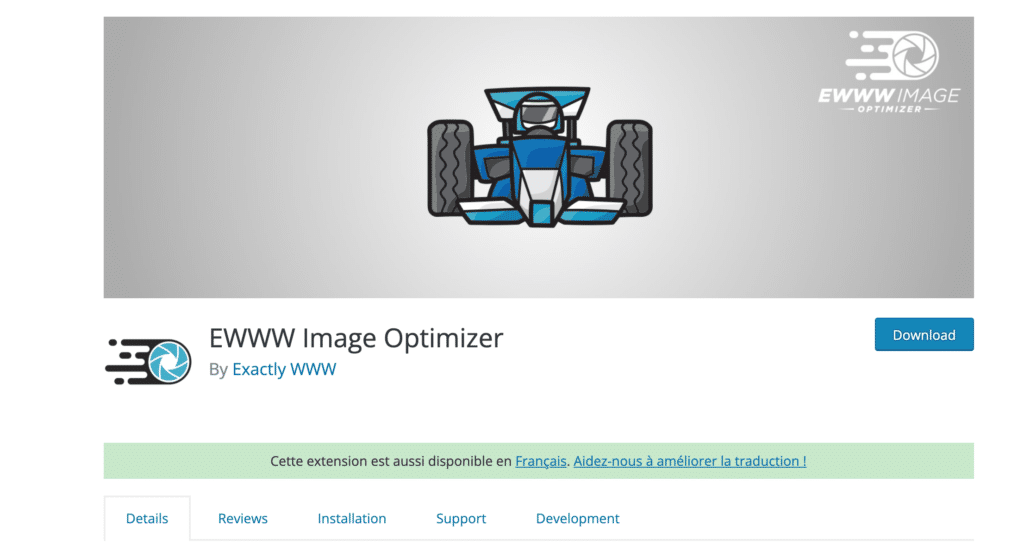 ewww optimizer pour optimiser les images WordPress