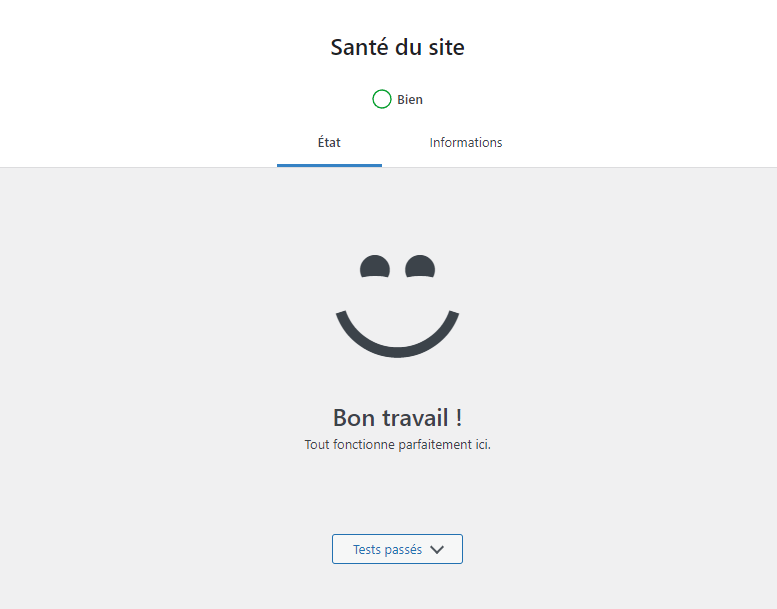 Etat de sante du site WordPress Etat de sante du site WordPress