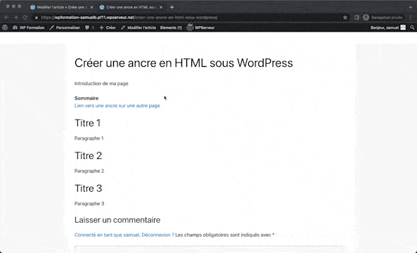 creer une ancre html wordpress 2 | Créer une ancre dans WordPress (leur utilité et comment les faire sous Html, Divi, Elementor et gutenberg)