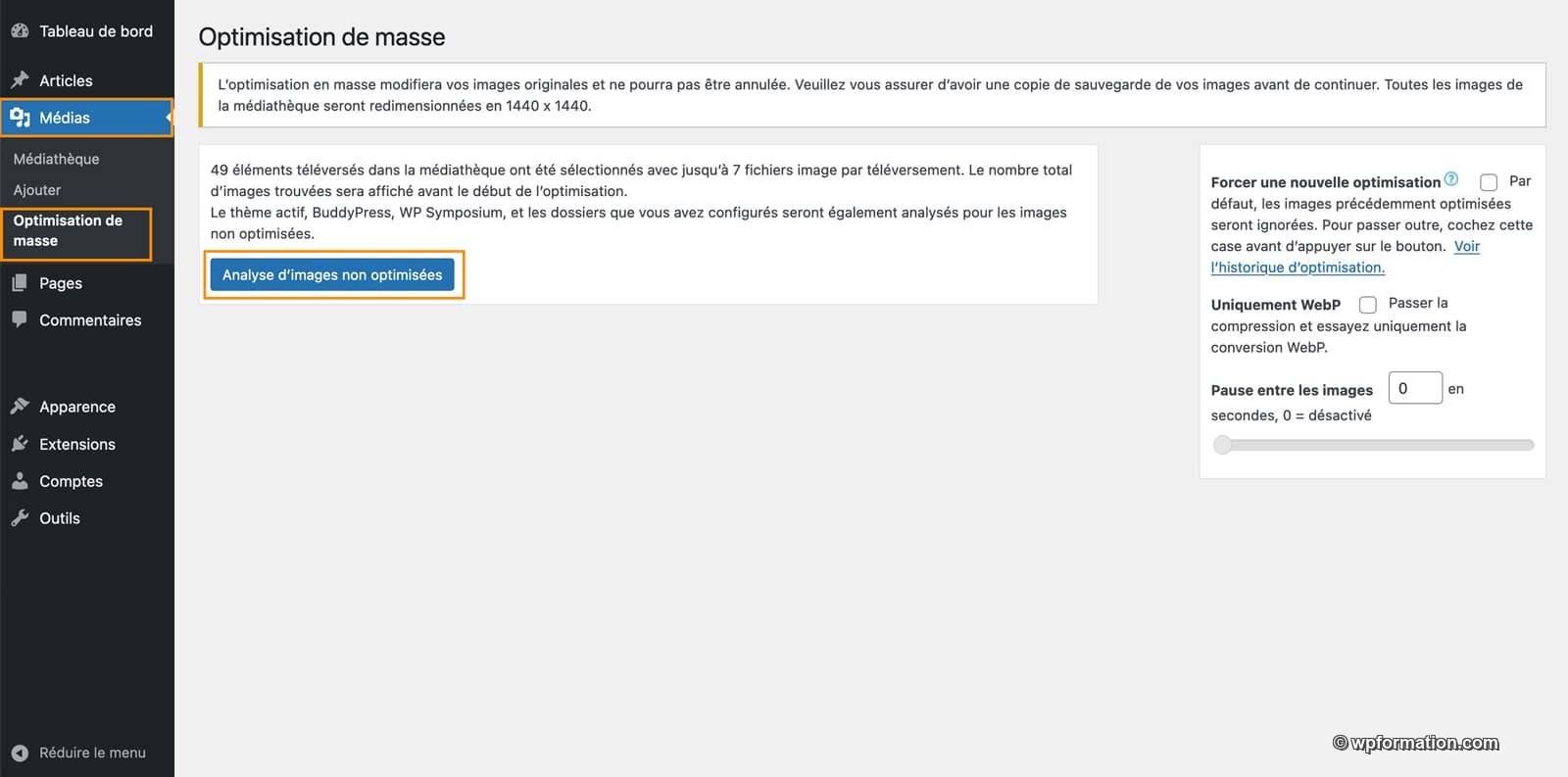 Tutoriel pour utiliser le plugin EWWW imagine optimizer pour WordPress