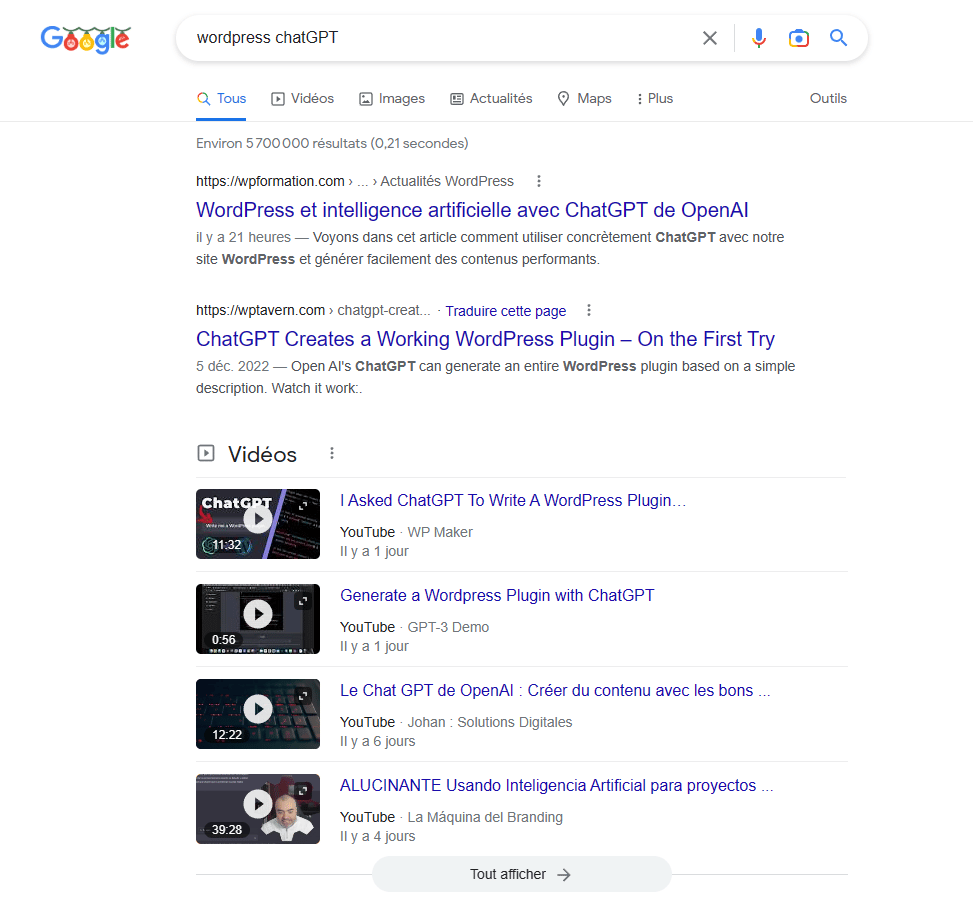 ChatGPT articles appear in SERP within 12 hours