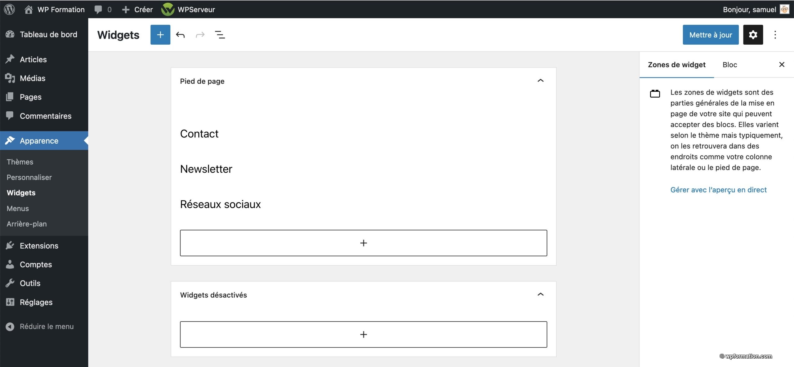 Tutoriel pour utiliser le footer WordPress