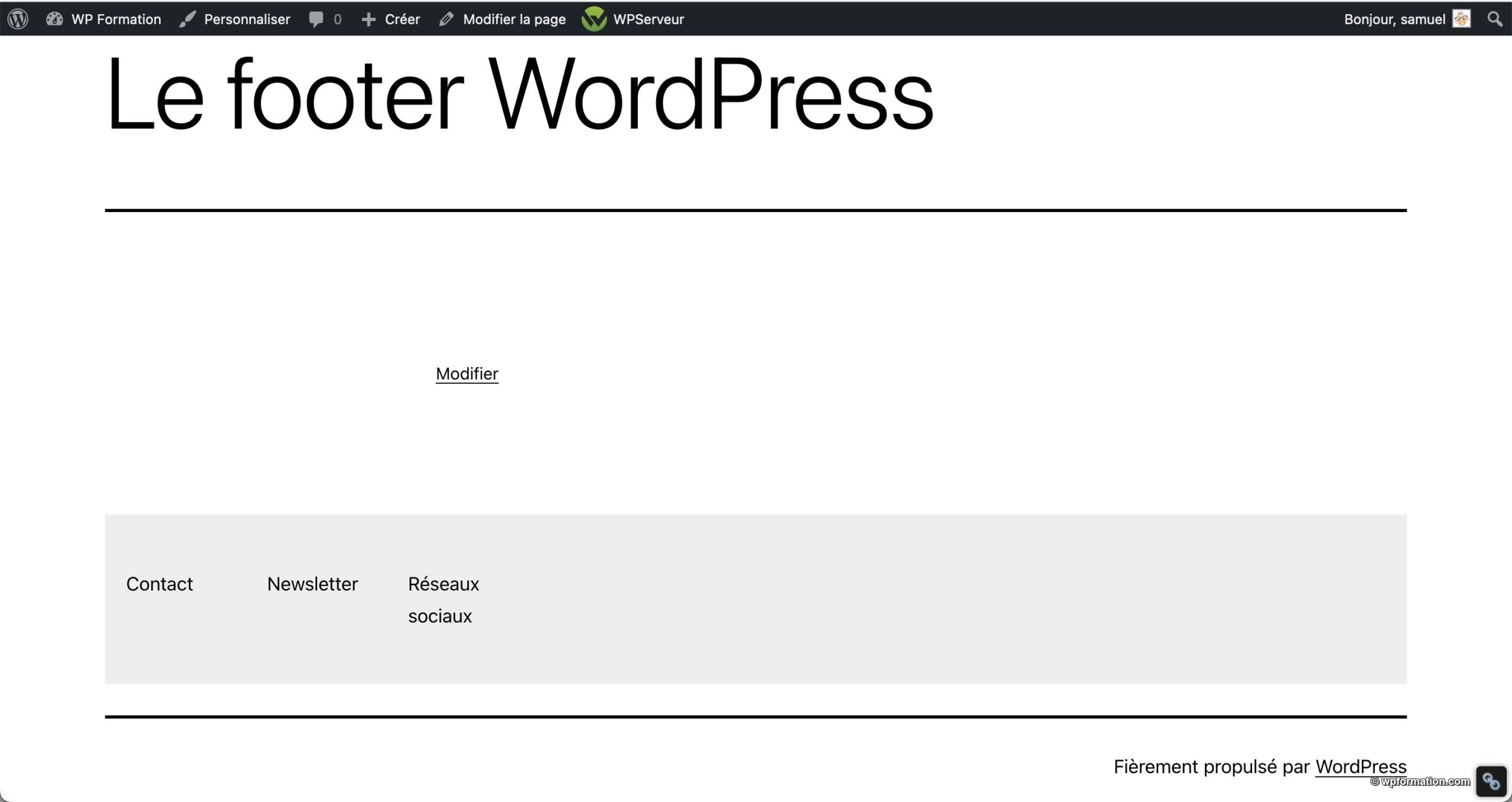 Tutoriel pour utiliser le footer WordPress
