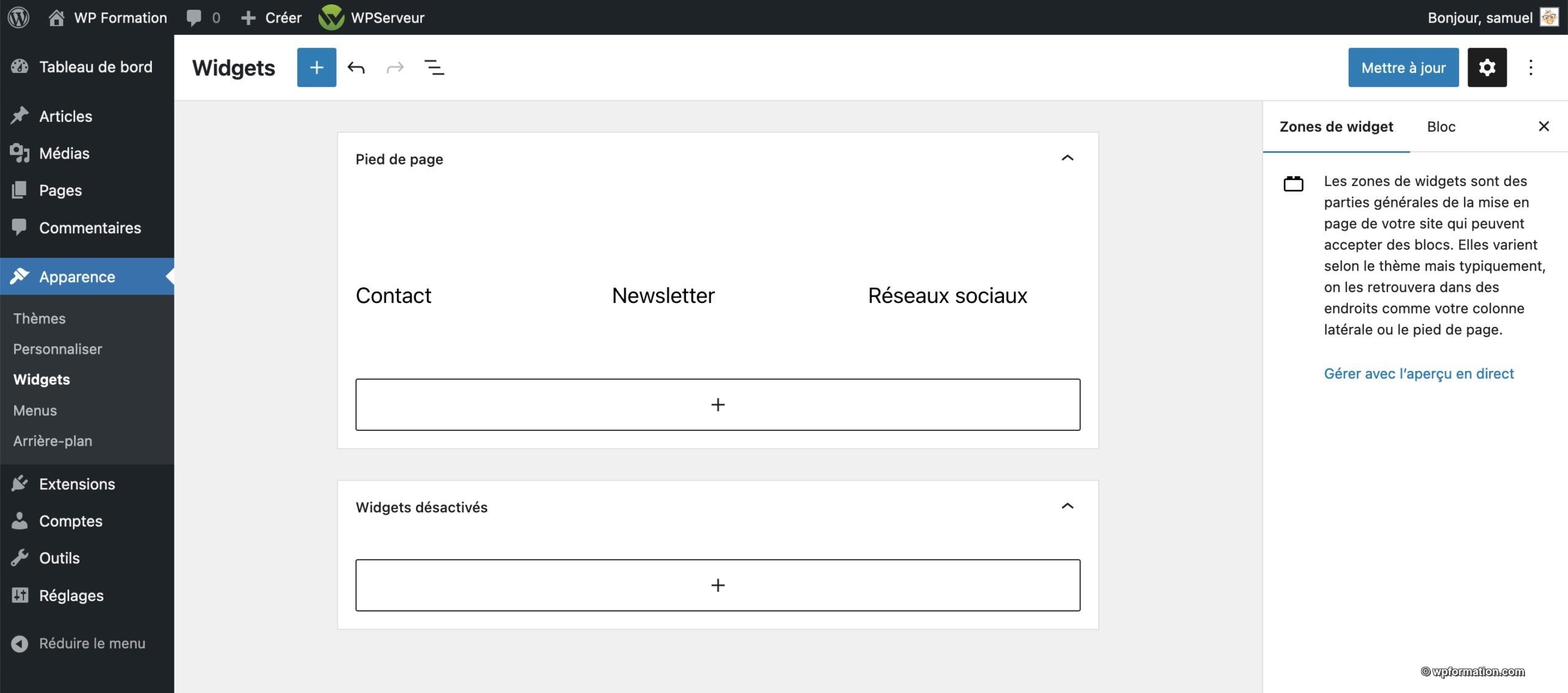 Tutoriel pour utiliser le footer WordPress