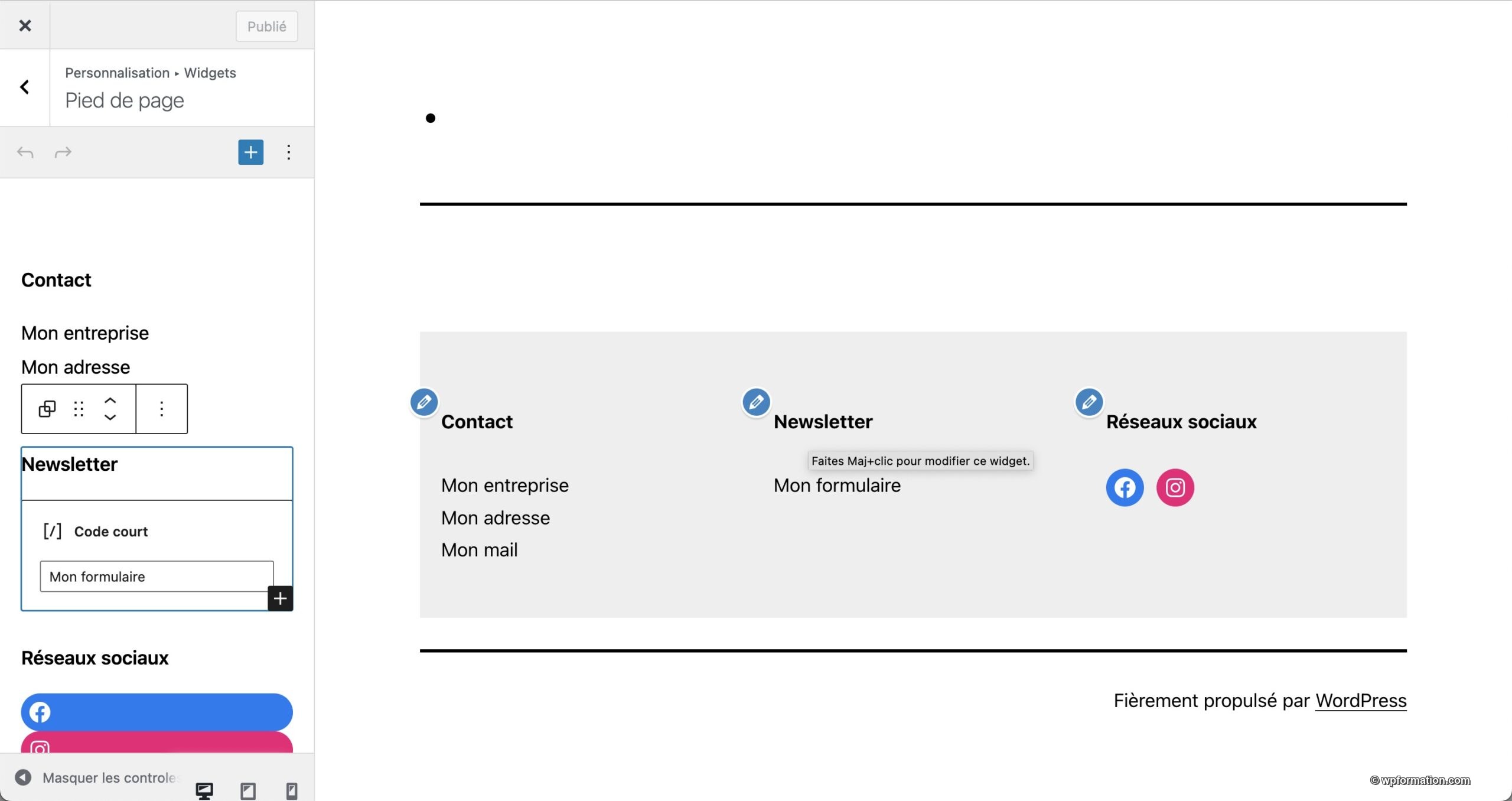 Tutoriel pour utiliser le footer WordPress