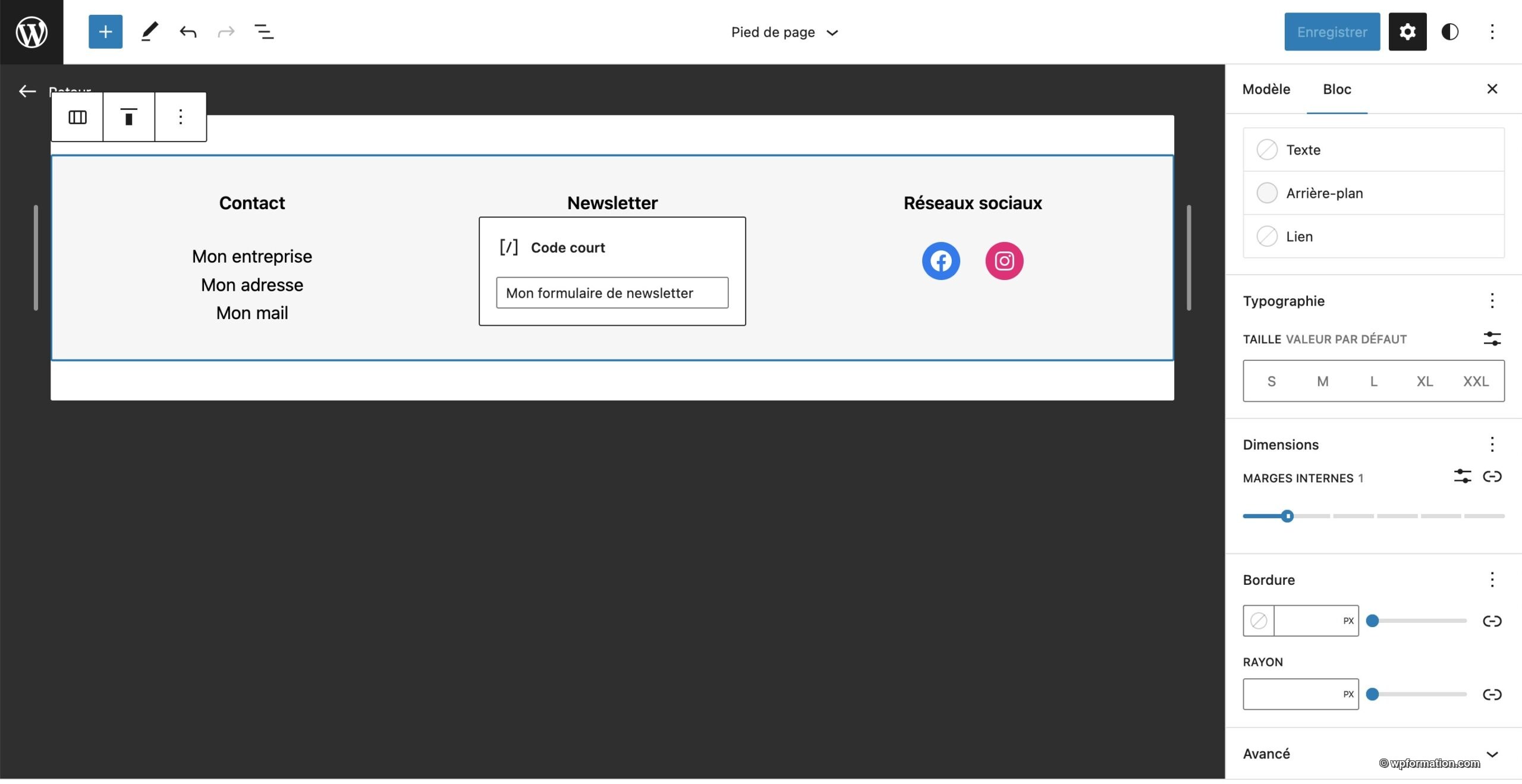 Tutoriel pour utiliser le footer WordPress en Full Site Editing