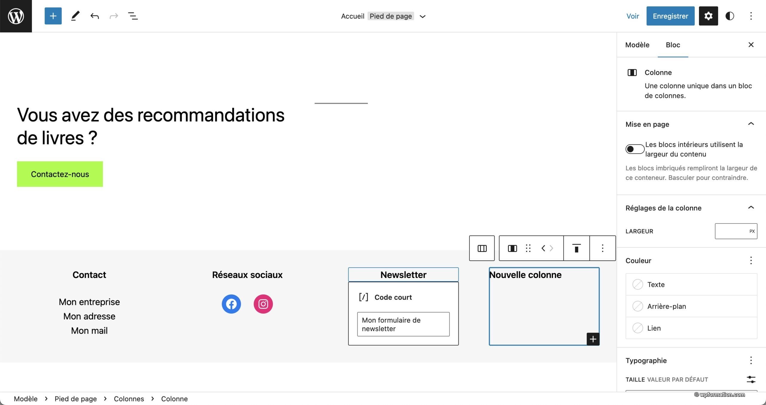 Tutoriel pour utiliser le footer WordPress en Full Site Editing