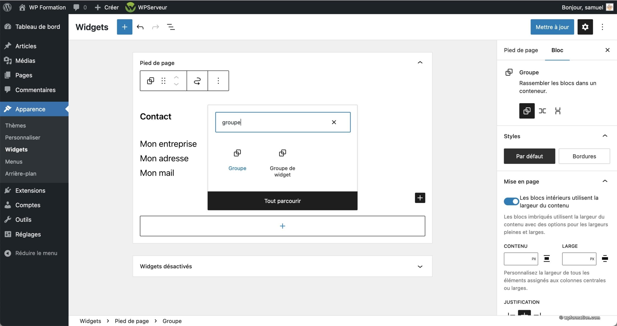 Tutoriel pour utiliser le footer WordPress