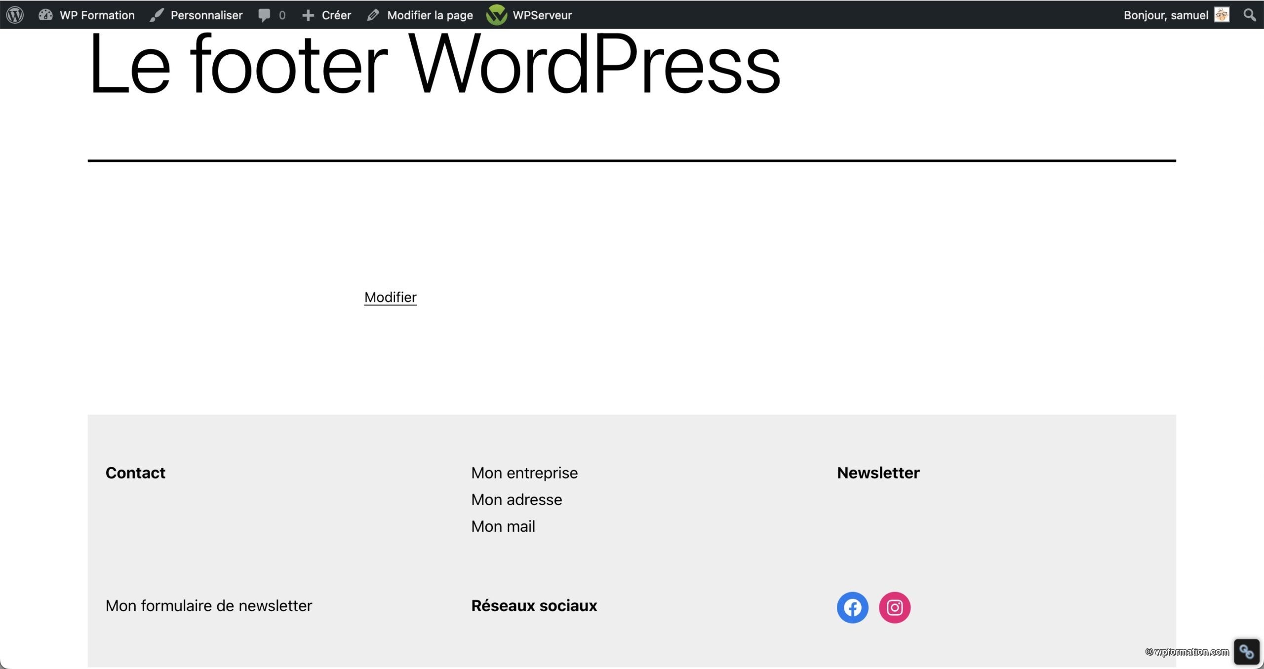 Tutoriel pour utiliser le footer WordPress