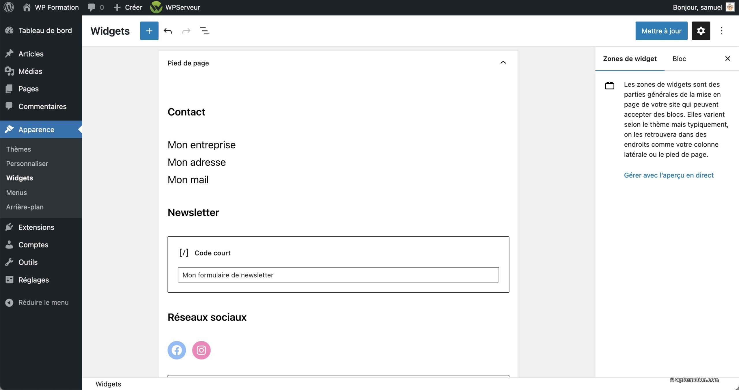 Tutoriel pour utiliser le footer WordPress
