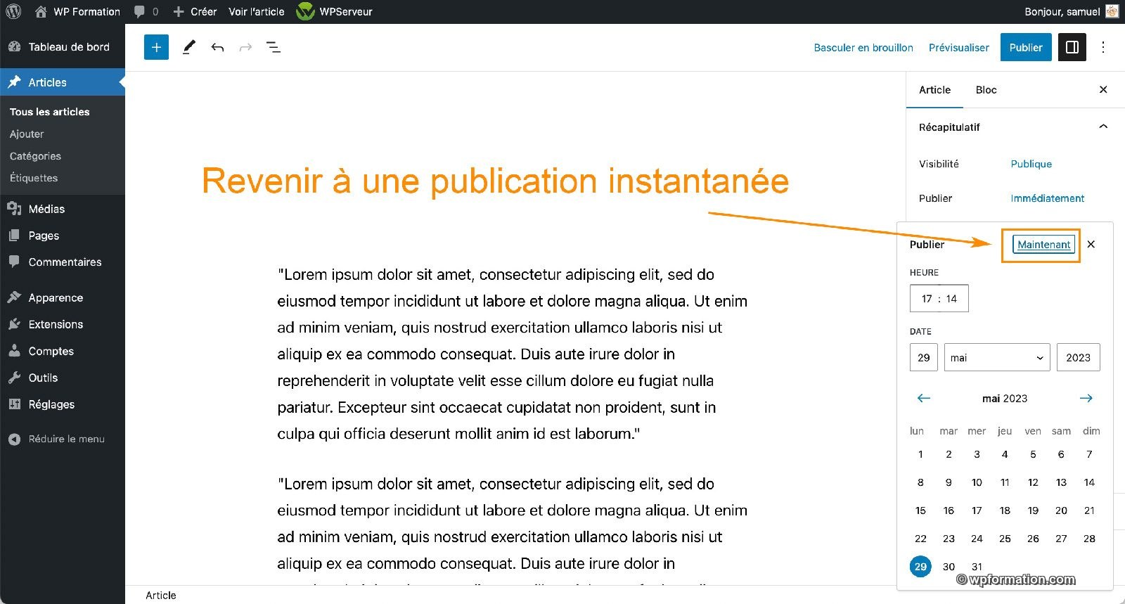Comment planifier la publication d'un article WordPress